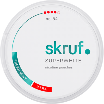 Skruf Super White No.54 Fresh Mint Xtra Strong-Nicotine Pouches-Gigasnus.com